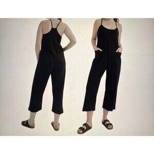 Pact Women’s Tank Jumpsuit Black with Shelf Bra‎ Size Small Organic Cotton